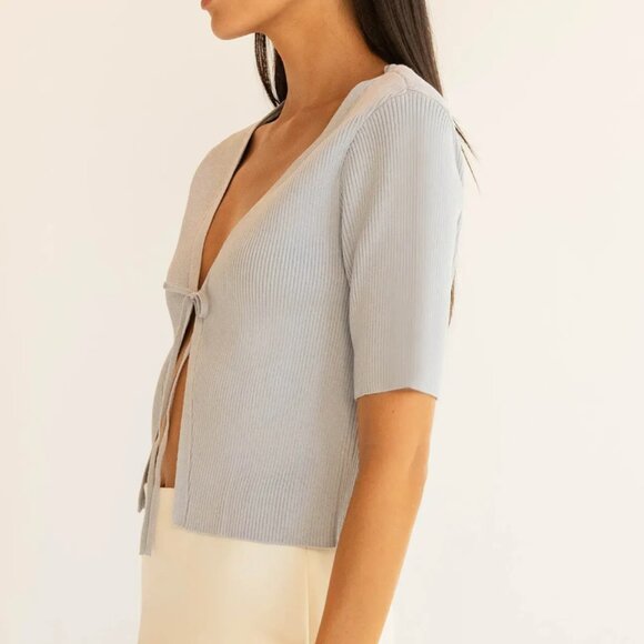 OAK+FORT Cropped Open Front Cardigan in Arctic Ice Size XS (NWOT) - Picture 4 of 6